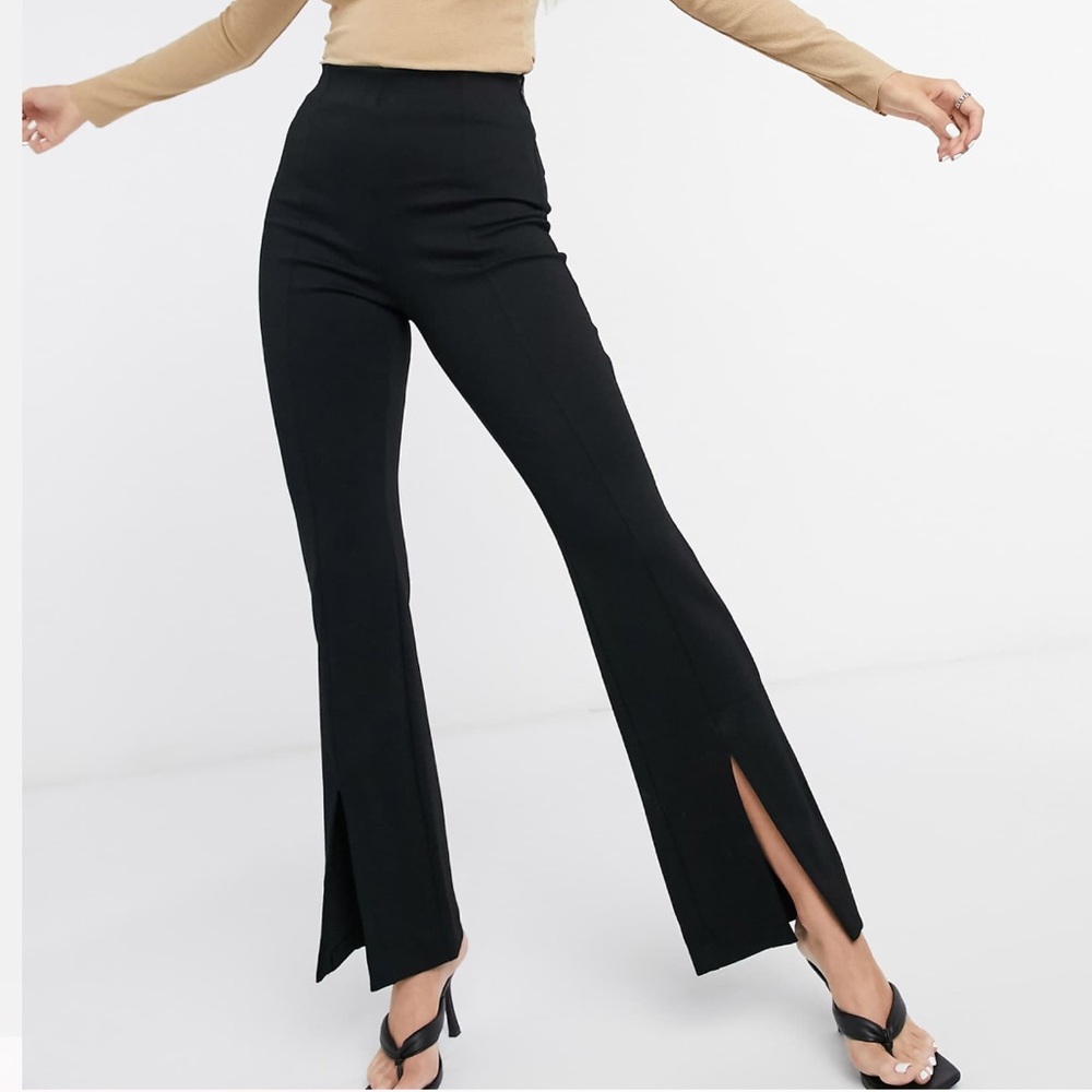 NWT & Other Stories Black Flared Pants with Front Slits